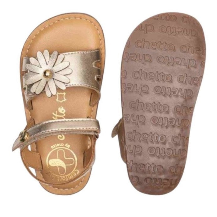 Sandalia Chetto Flor - Oro
